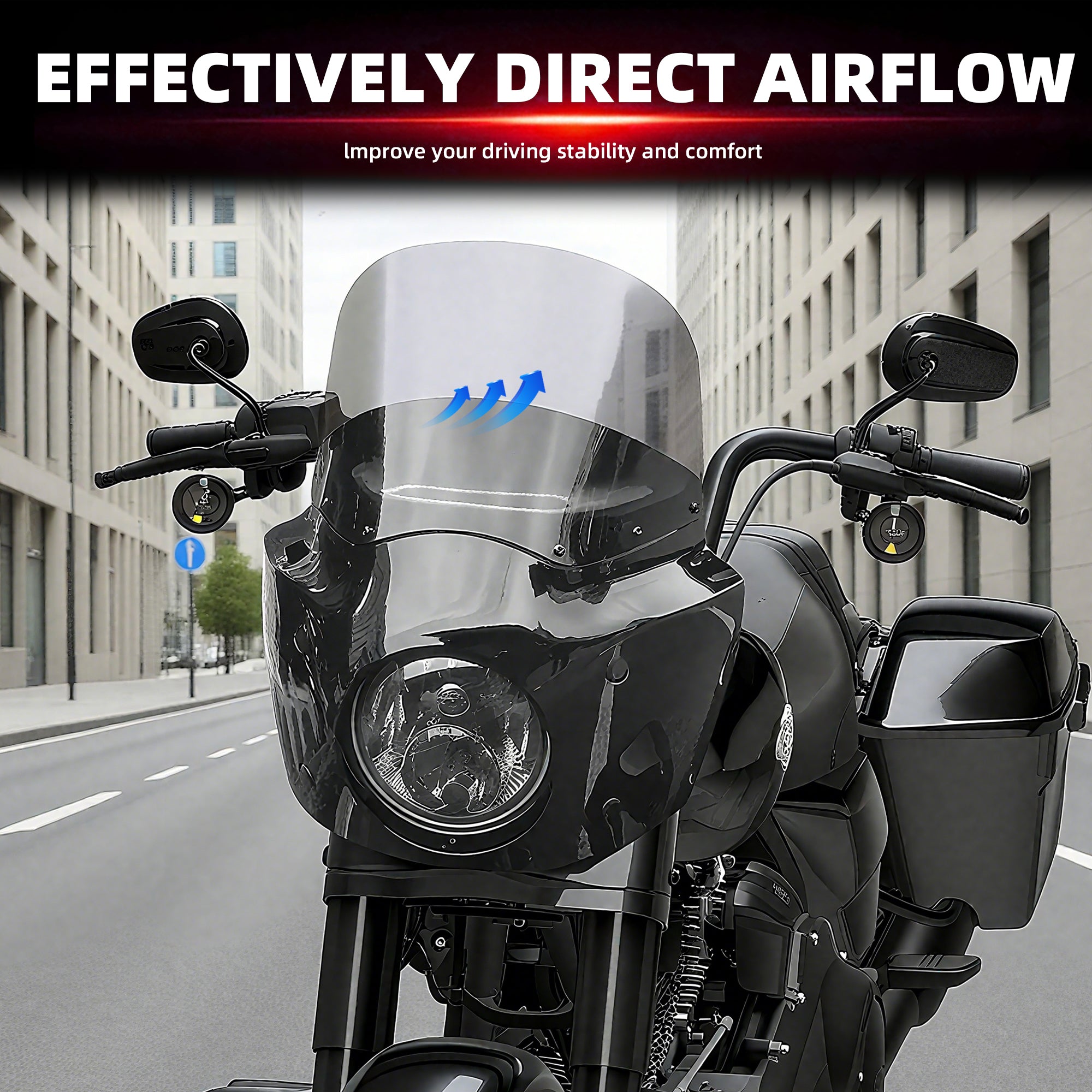 Motorcycle 7" Headlight Fairing with 11" Smoke Windshield Windscreen & Mounting Kits For Harley Touring Road King FLHR 1994-2023, Road King Special FLHRXS 2017-2025