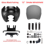 5.75" Headlight Fairing with 13" Smoke Windshield & Mounting Kit For Harley Softail Street Bob FXBB 2018-2020, FXBBS 2021-2024, Softail Standard FXST2020-2022, Softail Low Rider FXLR 2018-2020