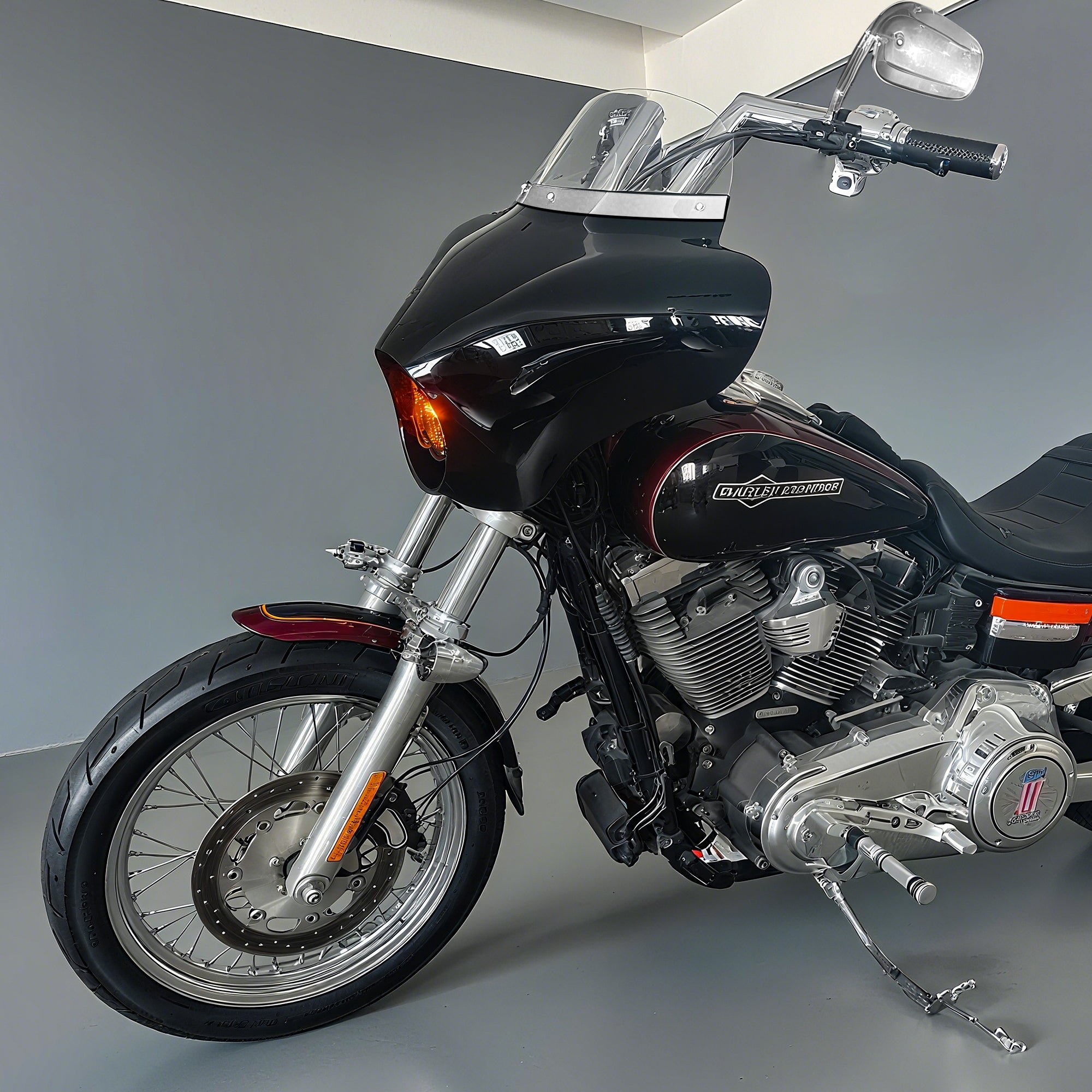 Batwing Fairing Smoke/Clear Windshield Chrome/Black Trim With Dyna Brackets For Harley Dyna Glide FXDC 2006-14 FXD Street Bob FXBB Low Rider S FXDLS
