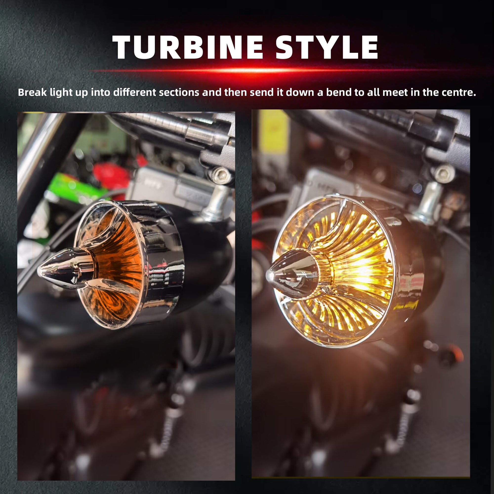 2" Turn Signal Light Turbine Replacement Red Lenses Covers for Softail Street Road Glide Fat boy Sportster Dyna Deluxe Bikes Snap On repl. OEM# 68973-00 Chrome Bezel