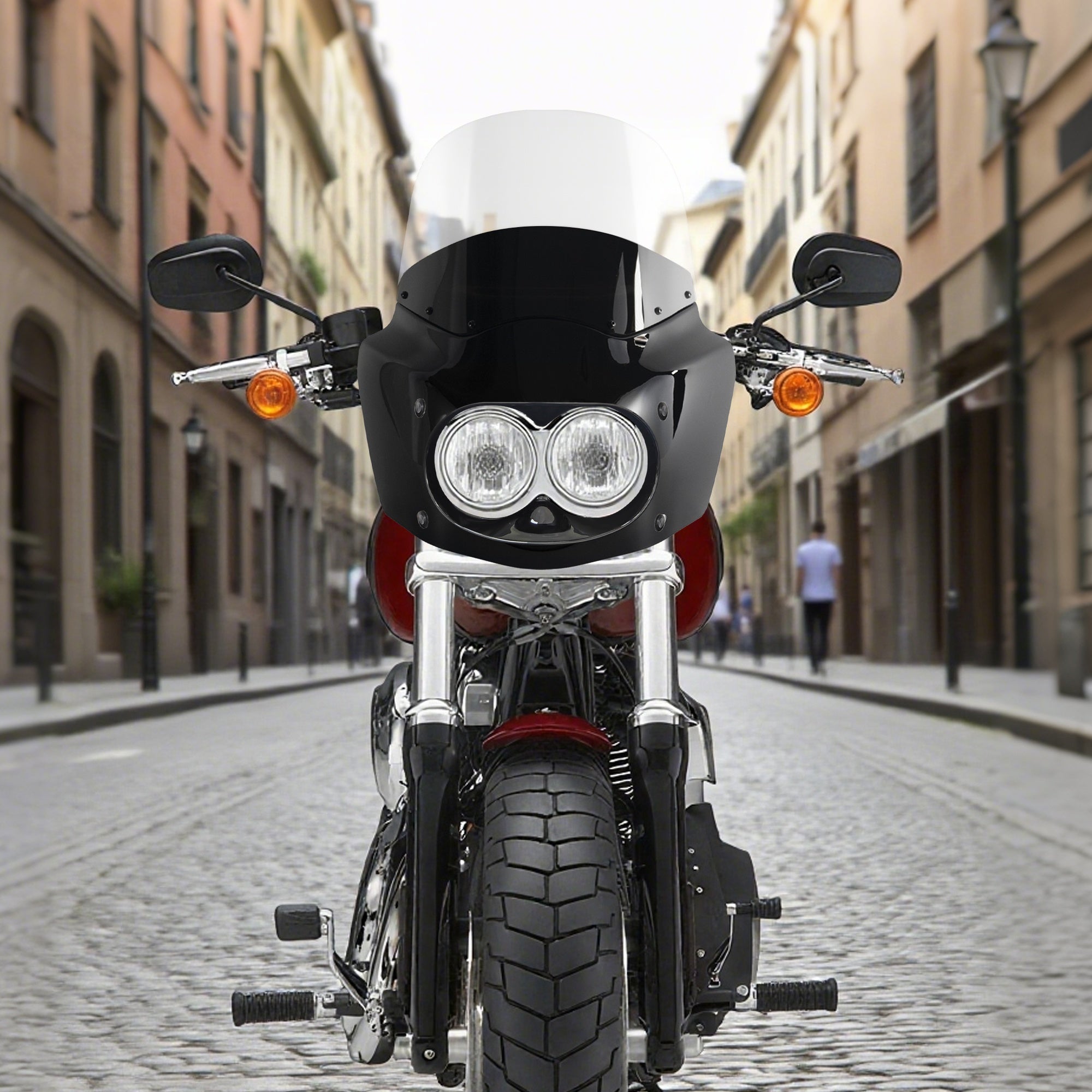 Fat Bob Windshield 11" Windscreen Dyna Fat Bob Motorcycle Double Lamp Fairing Only For Harley Dyna Fat Bob FXDF 2008-2017
