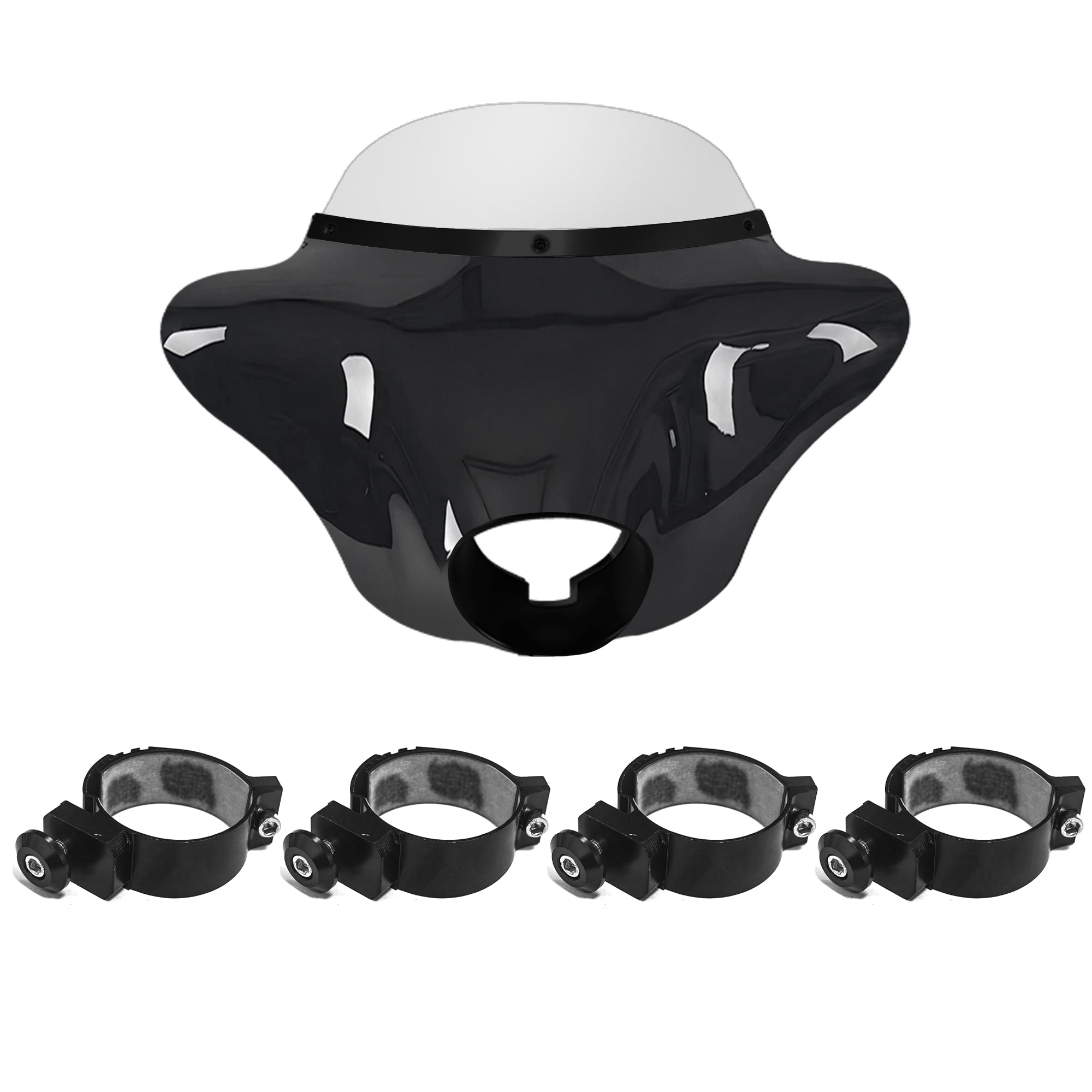 Batwing Fairing Smoke/Clear Windshield Chrome/Black Trim With Dyna Brackets For Harley Dyna Glide FXDC 2006-14 FXD Street Bob FXBB Low Rider S FXDLS
