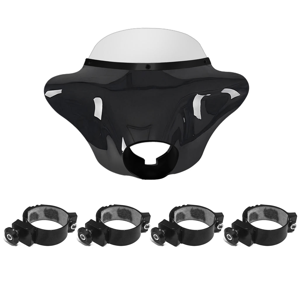 Batwing Fairing Smoke/Clear Windshield Chrome/Black Trim With Dyna Brackets For Harley Dyna Glide FXDC 2006-14 FXD Street Bob FXBB Low Rider S FXDLS