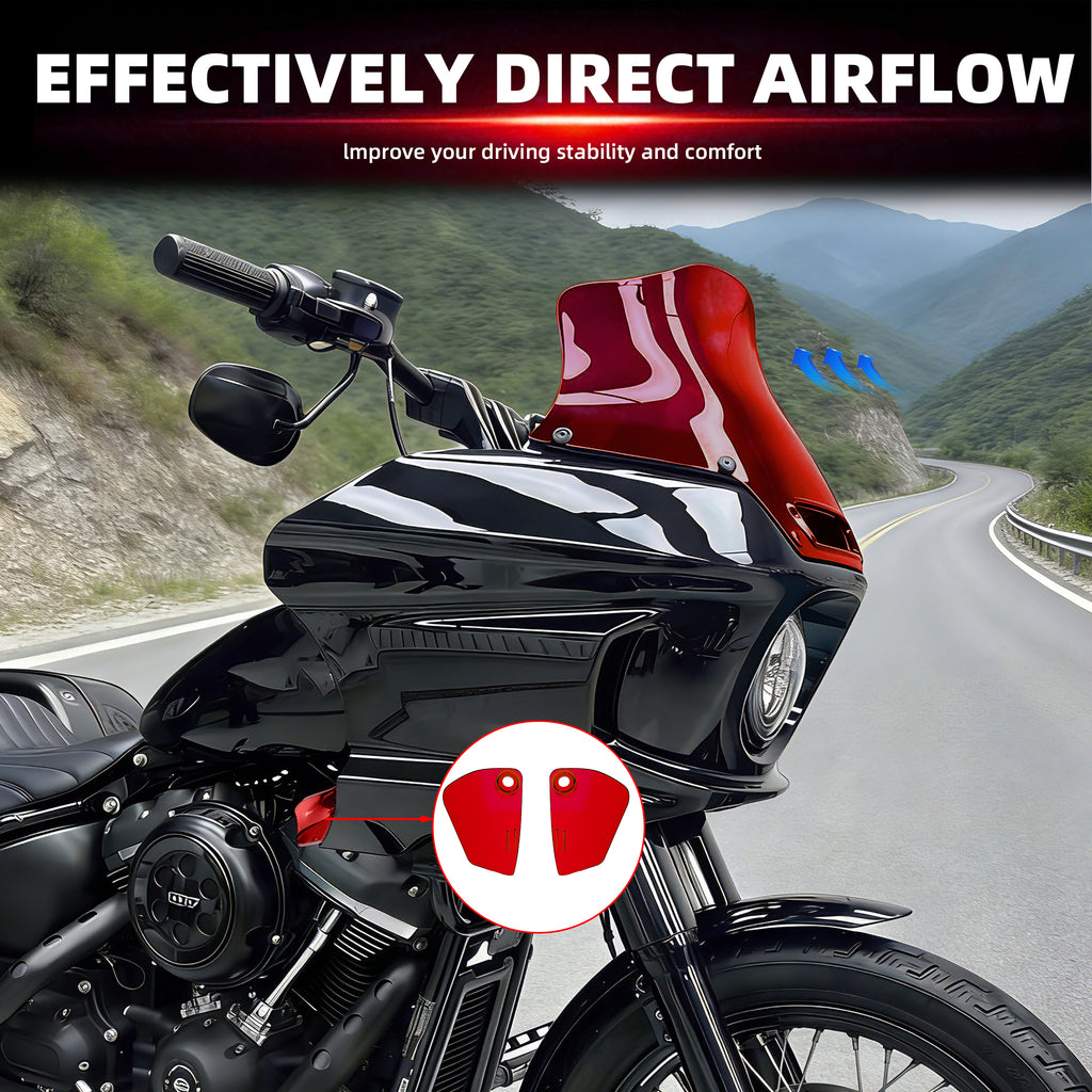 9" Windshield Windscreen with Fairing Side Wings Air Deflectors for Harley Softail 2022 2023 2024 Low Rider ST El Diablo FXRST FXLRST