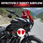 9" Windshield Windscreen with Fairing Side Wings Air Deflectors for Harley Softail 2022 2023 2024 Low Rider ST El Diablo FXRST FXLRST