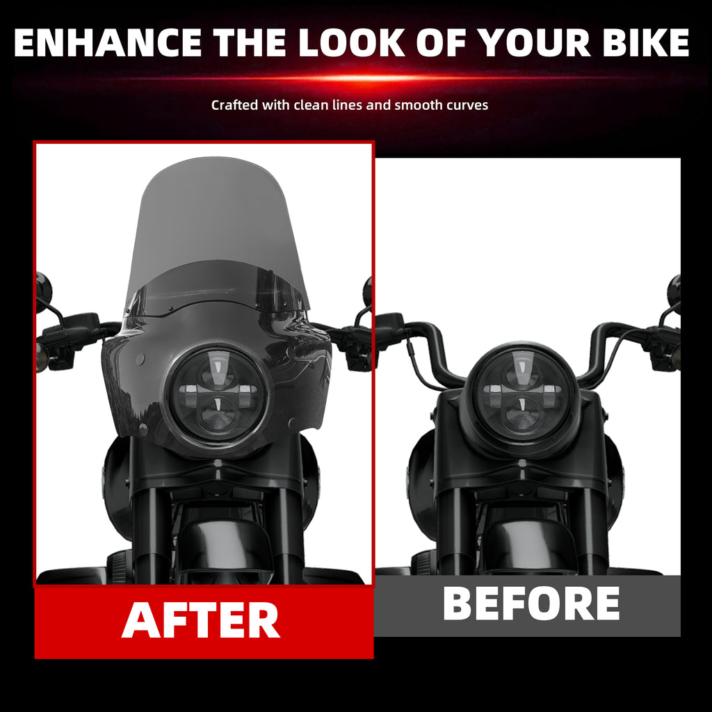 Motorcycle 7" Headlight Fairing with 15" Smoke Windshield Windscreen & Mounting Kits For Harley Touring Road King FLHR 1994-2023, Road King Special FLHRXS 2017-2025