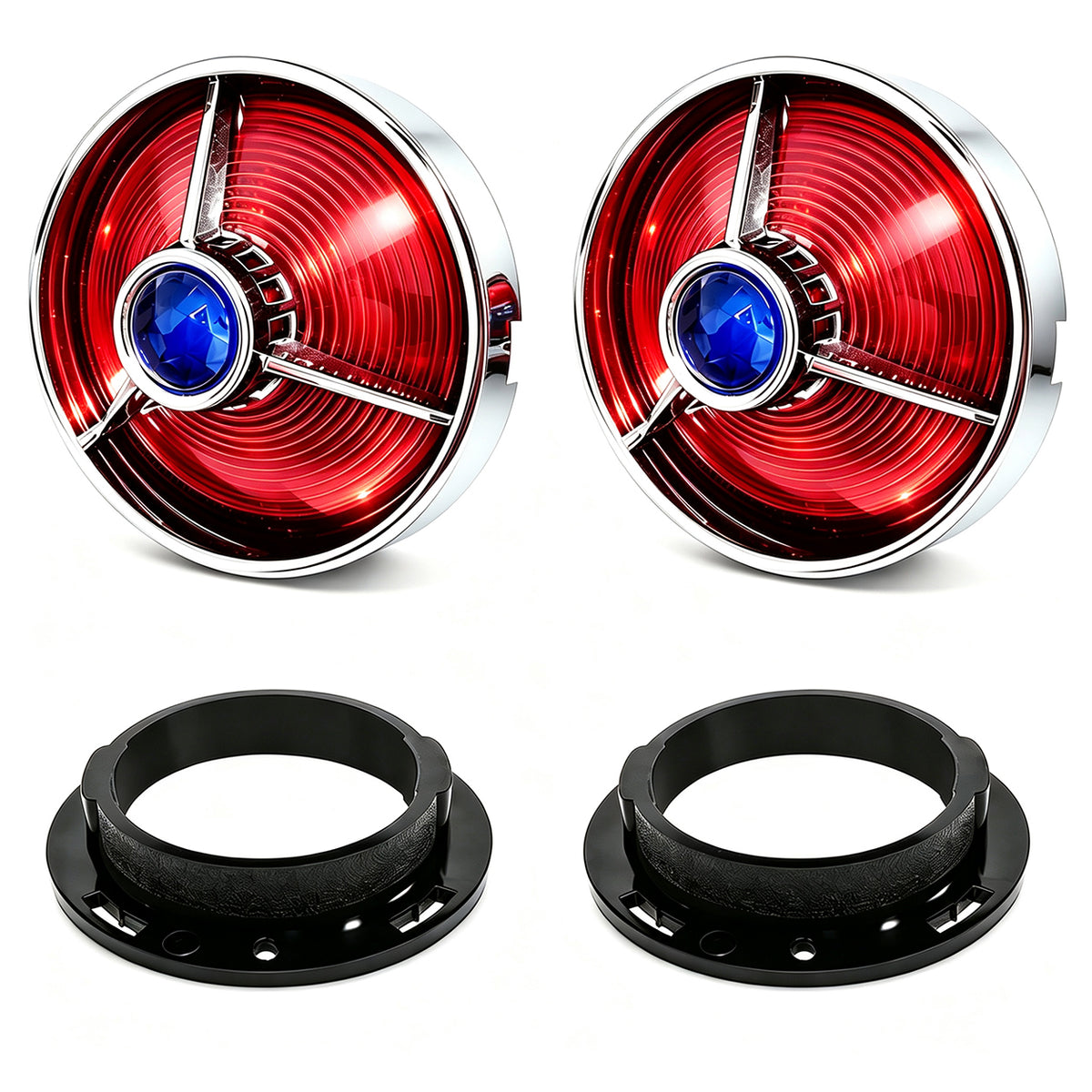 3 1/4" Blue Dot Turn Signal Light Lens Cover for Harley Touring Road Glide Road King Electra Glide Heritage Softail Fatboy Springer 2PCS Tail Light Caps Screw-in Chromed ABS Bezel