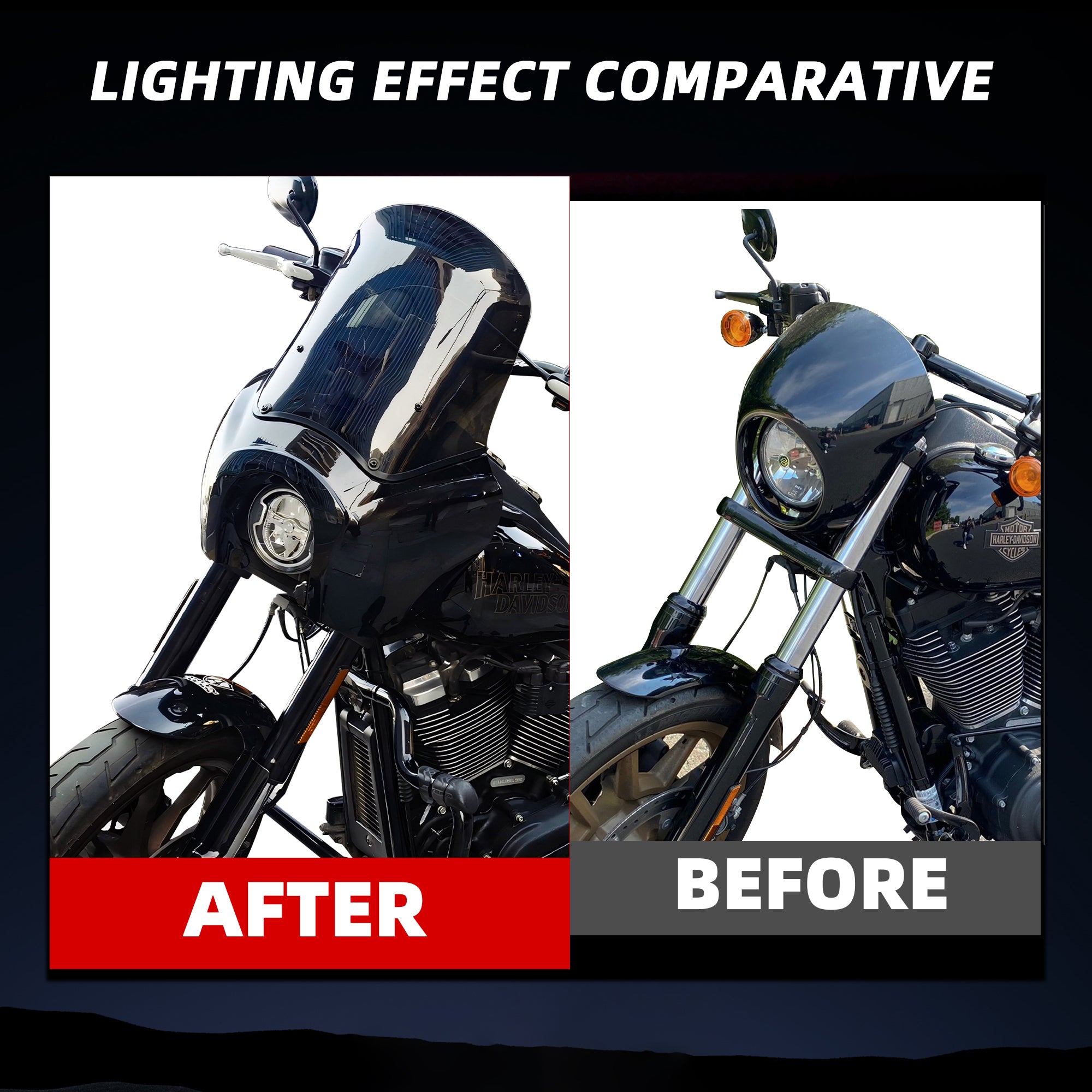 Motorcycle 5.75" Headlight Fairing with 15‘’ Smoke Windshield Windscreen & Mounting Kit Headlight Extension Block For Harley Low Rider S FXLRS 2020 2021 2022 2023