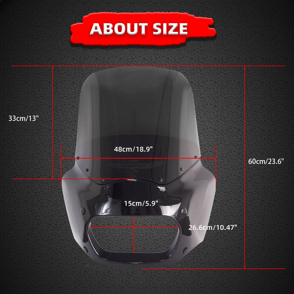 Motorcycle Fairing with 13" Motorcycle Windshield 49mm Mounting Hardware for Harley Softail Fat Bob FXFB FXFBS 2018 2019 2020 2021 2022 2023