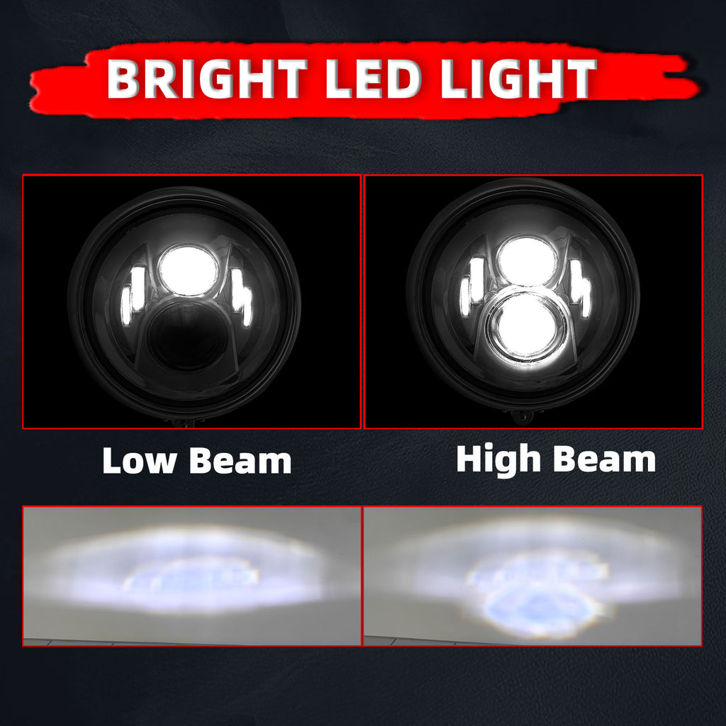 Motorcycle 7" LED Classic Visor Headlight