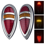 2Pcs Tear Drop LED Tail Light 12V Rear Stop Indicator with Turn Signals for 1938 1939 Lincoln Zephyr Ford Hot Rod Classic Custom Cars Trucks