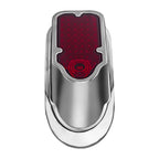 Motorcycles LED Brake Tail Light, Chrome Metal Tombstone Red Taillight with High-Low Brightness, Compatible with Harley Bike