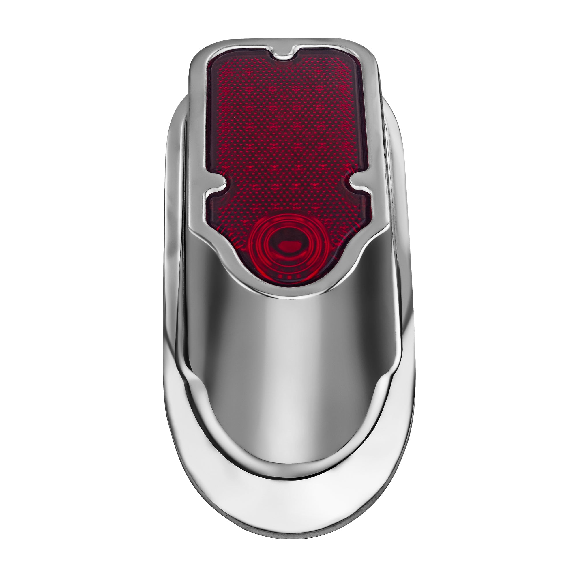 Motorcycles LED Brake Tail Light, Chrome Metal Tombstone Red Taillight with High-Low Brightness, Compatible with Harley Bike