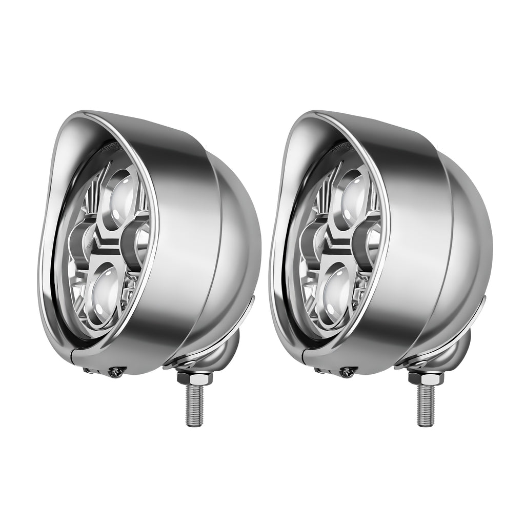 2PCS Led 4.5" Motorcycle Fog Lights with Visor for Harley Honda Kawasaki Suzuki Yamaha Cruiser Chopper Bobber