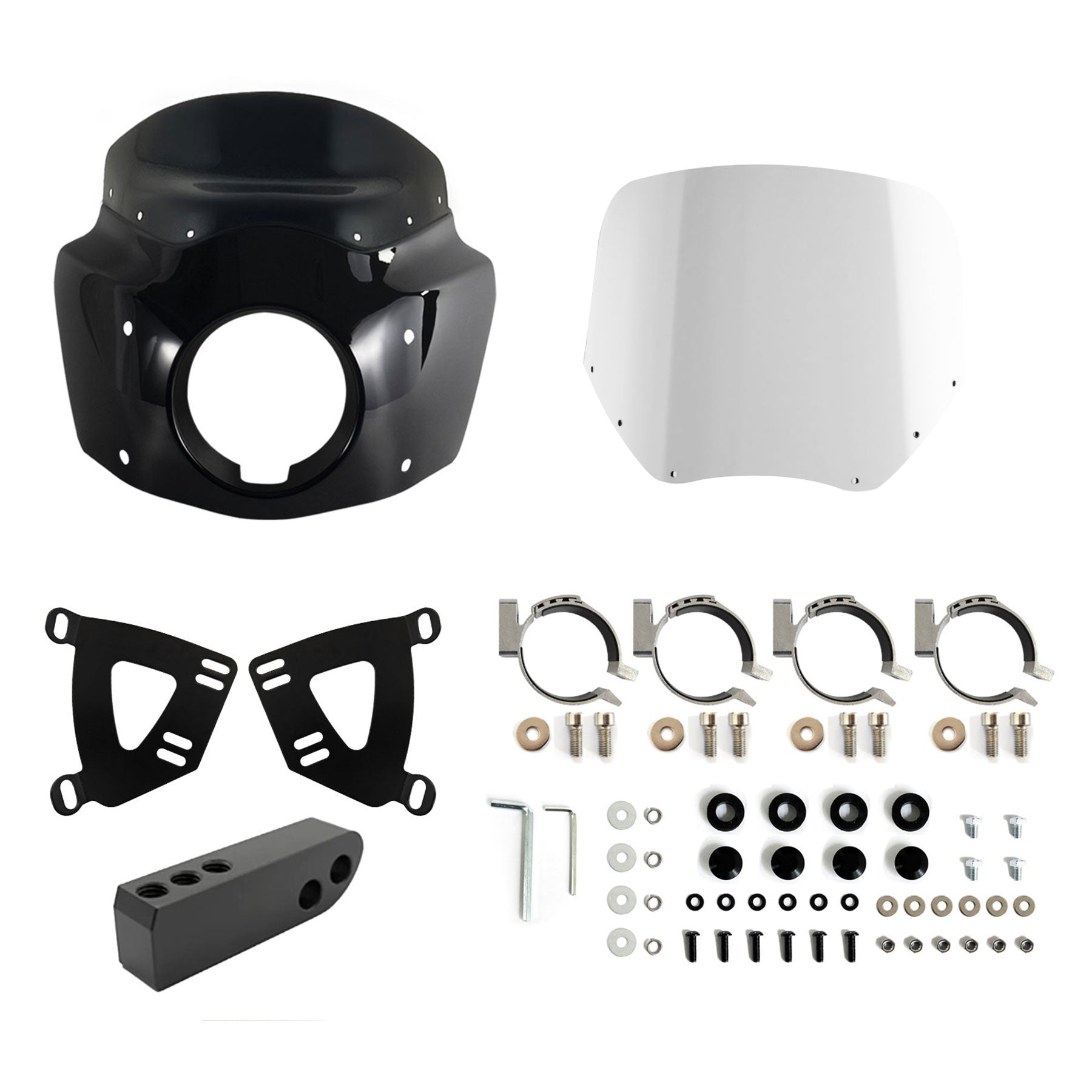 Front Headlight Fairing W/15" 11" Windshield For Dyna FXD FXDB FXDC FXDL 2006-2017