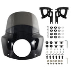 Motorcycle 7" Headlight Fairing with 11" Smoke Windshield Windscreen & Mounting Kits For Harley Touring Road King FLHR 1994-2023, Road King Special FLHRXS 2017-2025
