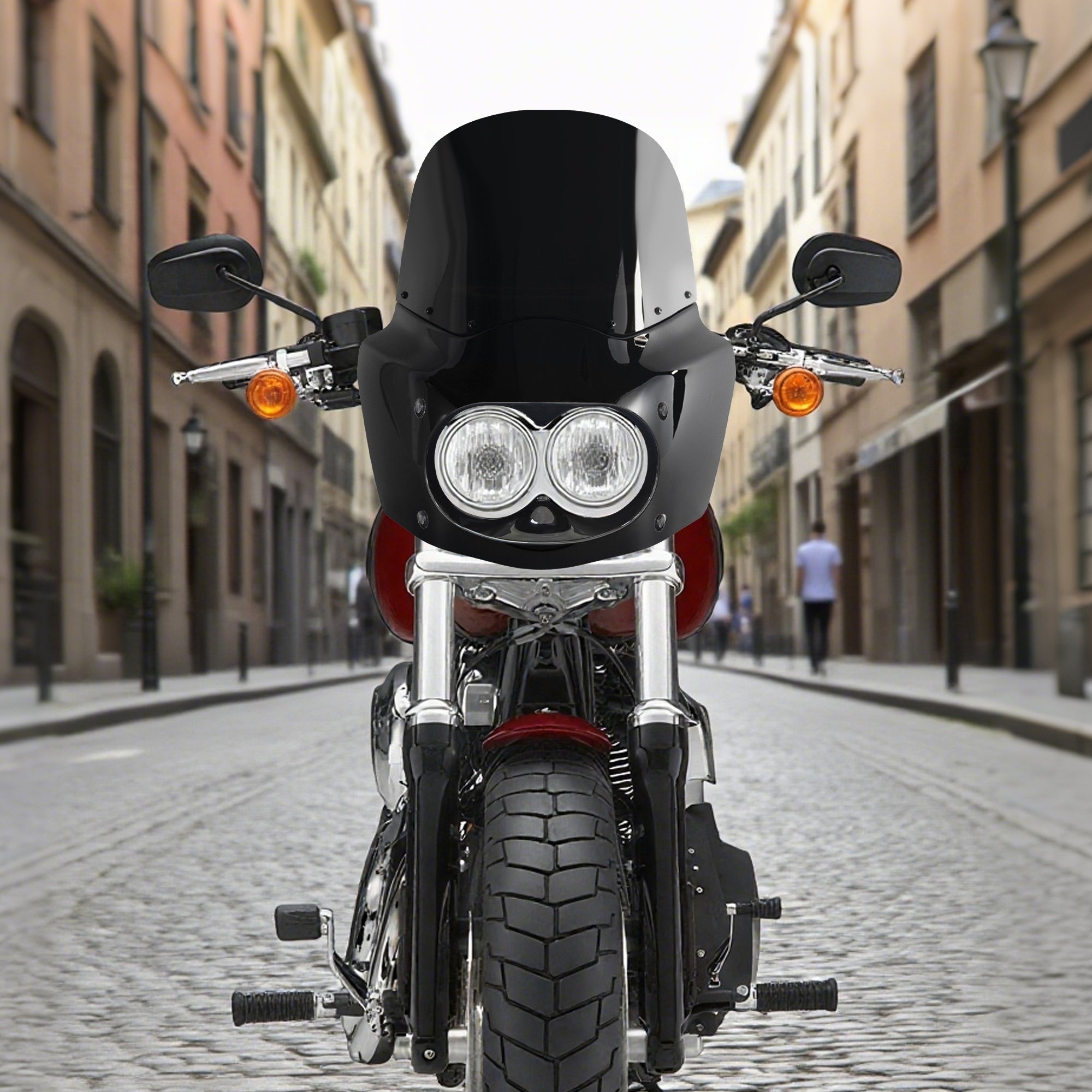 Fat Bob Windshield 11" Windscreen Dyna Fat Bob Motorcycle Double Lamp Fairing Only For Harley Dyna Fat Bob FXDF 2008-2017
