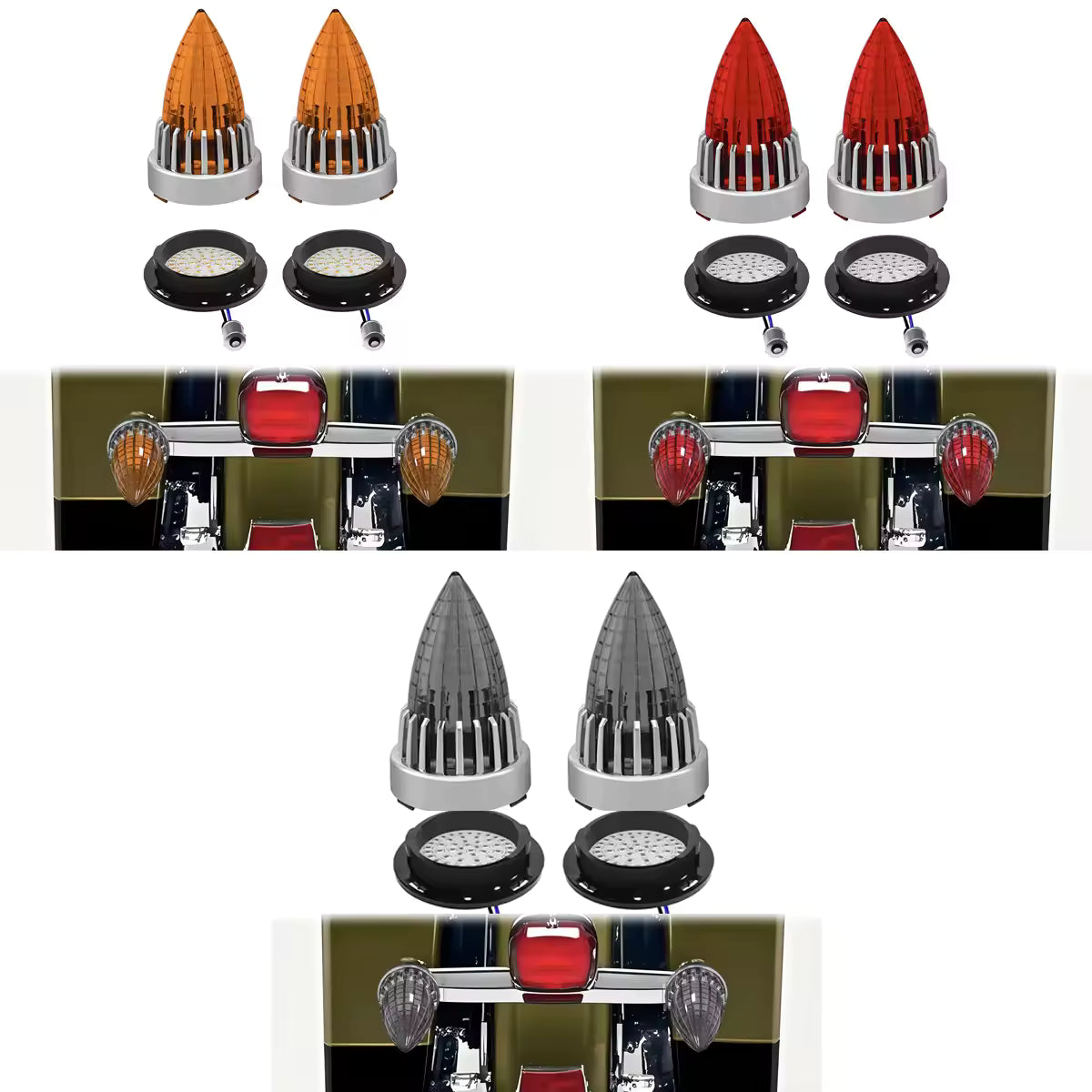 3 1/4" Motorcycle Turn Signal 2 Pack Bullet LED Rear Tail Light for Harley Softail Electra Glide Fatboy Heritage Softail Road Glide Softail Springer Tour Glide Main image