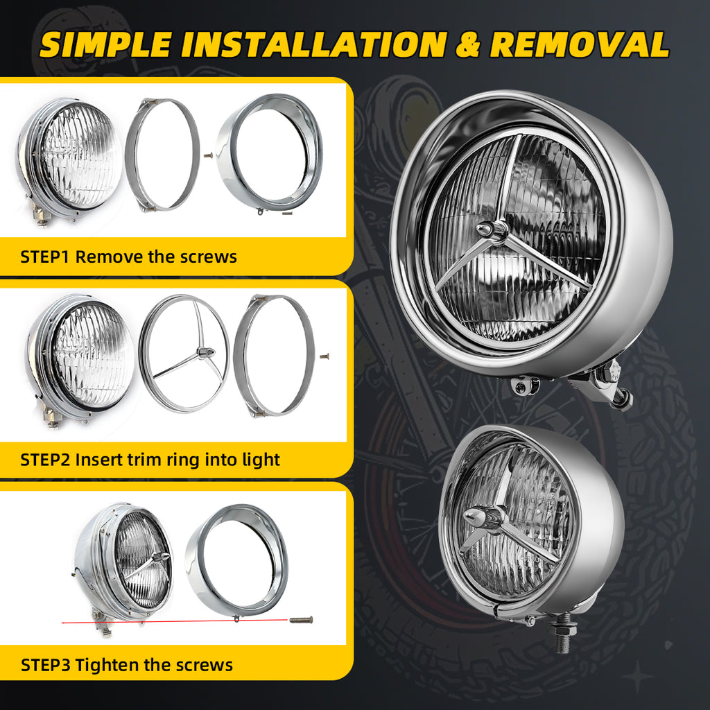 Harley 7" Headlight Lights 4.5" Passing Fog Lamp Visor Trim Ring Bezel Cover