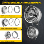 Harley 7" Headlight Lights 4.5" Passing Fog Lamp Visor Trim Ring Bezel Cover