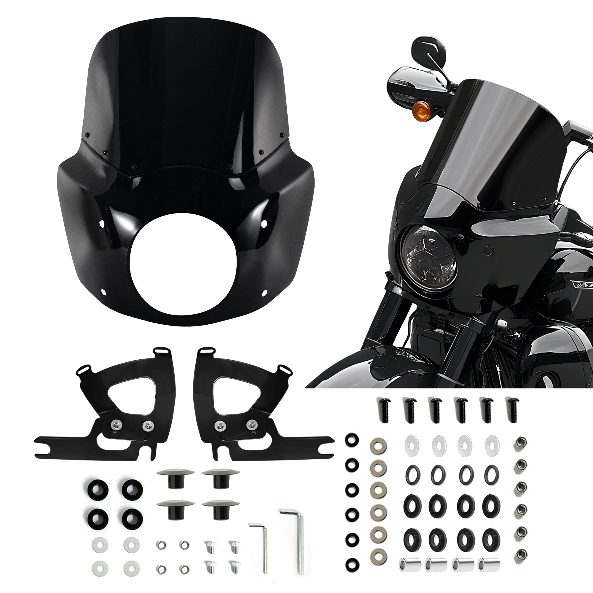 11" Windshield Road King Fairing Fit 7" Headlight For Harley Touring Road King FLHR 1994-2023 Road King Special FLHRXS 2017-2025
