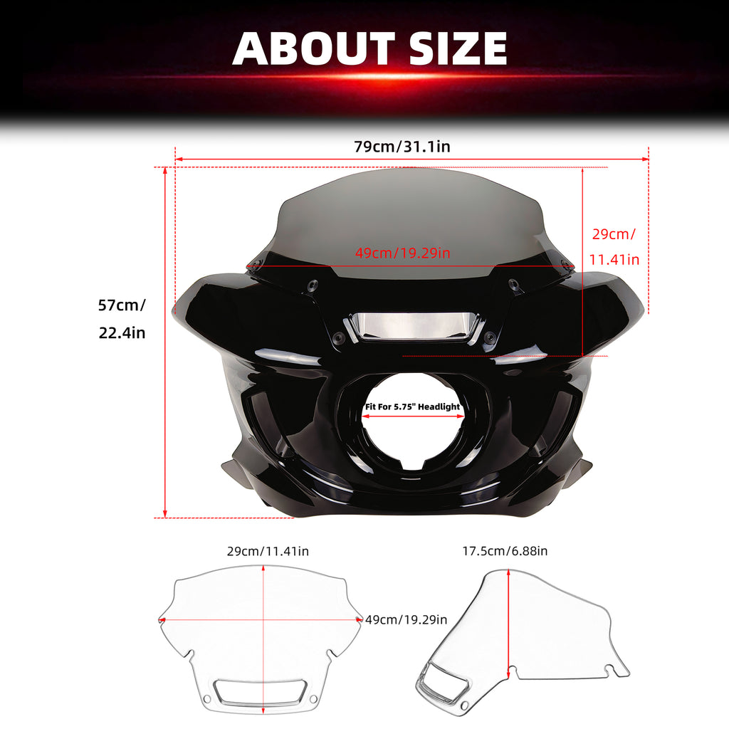 ST Style Front Fairing Windshield For Harley M8 Softail Street Bob FXBB 2018-2020 FXBBS 2021-2024 FXST
