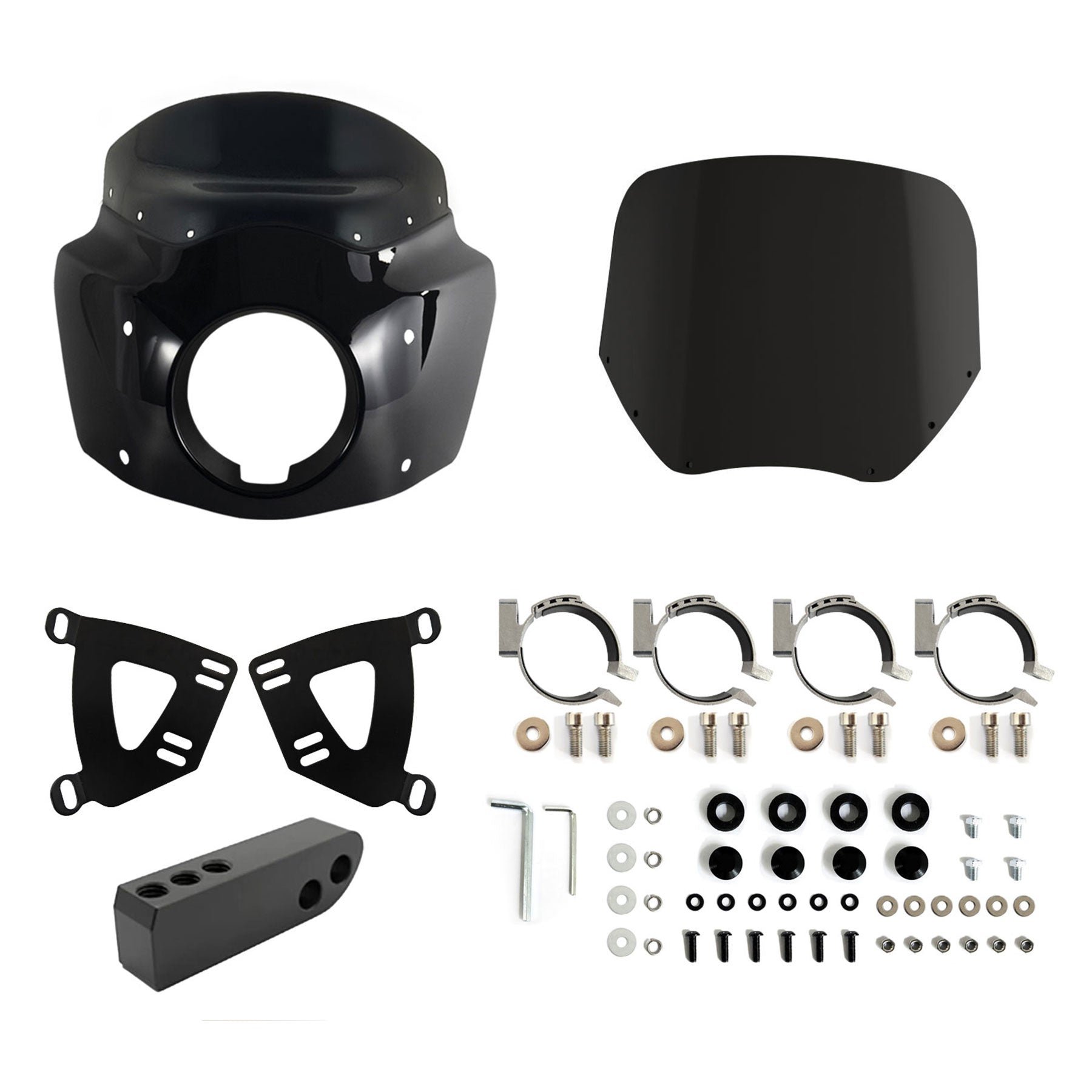 Front Headlight Fairing W/15" 11" Windshield For Dyna FXD FXDB FXDC FXDL 2006-2017