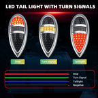 2Pcs Tear Drop LED Tail Light 12V Rear Stop Indicator with Turn Signals for 1938 1939 Lincoln Zephyr Ford Hot Rod Classic Custom Cars Trucks
