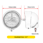 4.5" Motorcycle Auxiliary Lights Motorcycle Fog Lights Led Kit Passing Lamps Spotlights & Housing Bucket with Tri Bar Visor for Harley Honda Kawasaki Suzuki Yamaha Cruiser