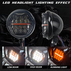 9" Windshield Front Quarter Fairing With 5.75" LED Headlight A Set For Harley Dyna Super Glide FXDC Low Rider Street Bob FXDB