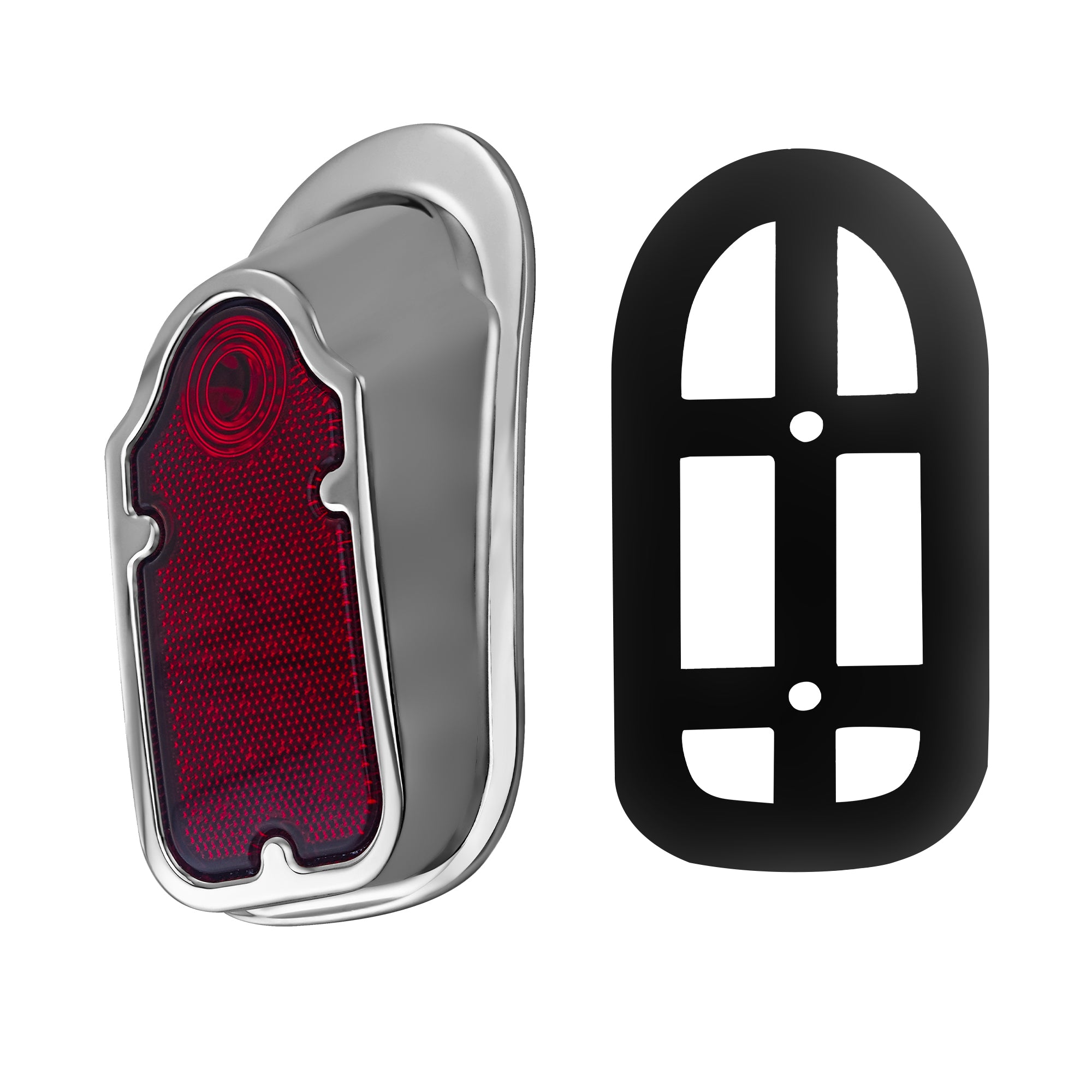 Motorcycles LED Brake Tail Light, Chrome Metal Tombstone Red Taillight with High-Low Brightness, Compatible with Harley Bike Secondary image