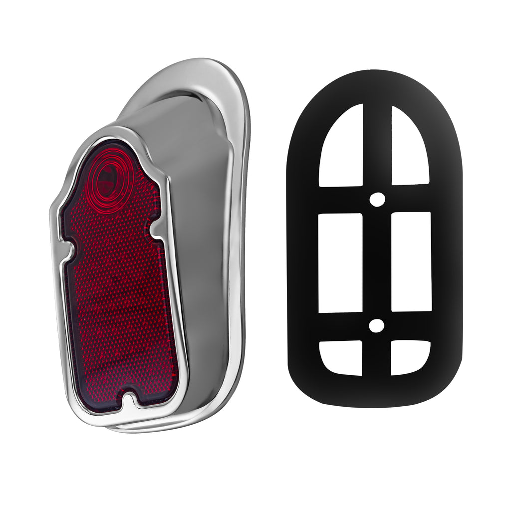 Motorcycles LED Brake Tail Light, Chrome Metal Tombstone Red Taillight with High-Low Brightness, Compatible with Harley Bike
