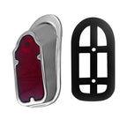 Motorcycles LED Brake Tail Light, Chrome Metal Tombstone Red Taillight with High-Low Brightness, Compatible with Harley Bike