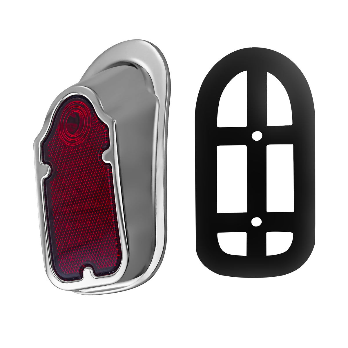 Motorcycles LED Brake Tail Light, Chrome Metal Tombstone Red Taillight with High-Low Brightness, Compatible with Harley Bike