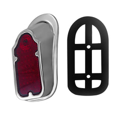 Motorcycles LED Brake Tail Light, Chrome Metal Tombstone Red Taillight with High-Low Brightness, Compatible with Harley Bike