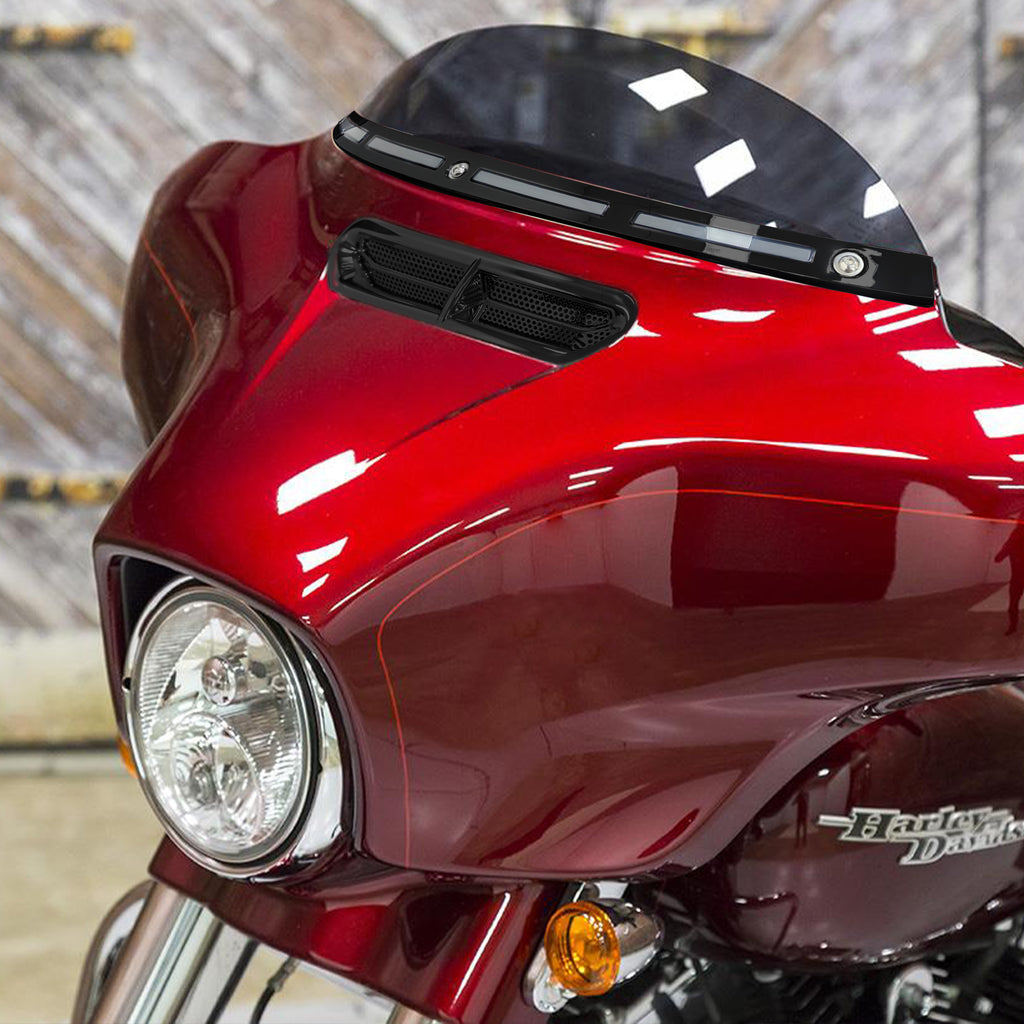 Black Windshield Trim Batwing Fairing Led Lights with LED Running Light & Amber Turn Signal for Harley 2014-2023 Touring Electra Glide Street Glide Ultra Limited