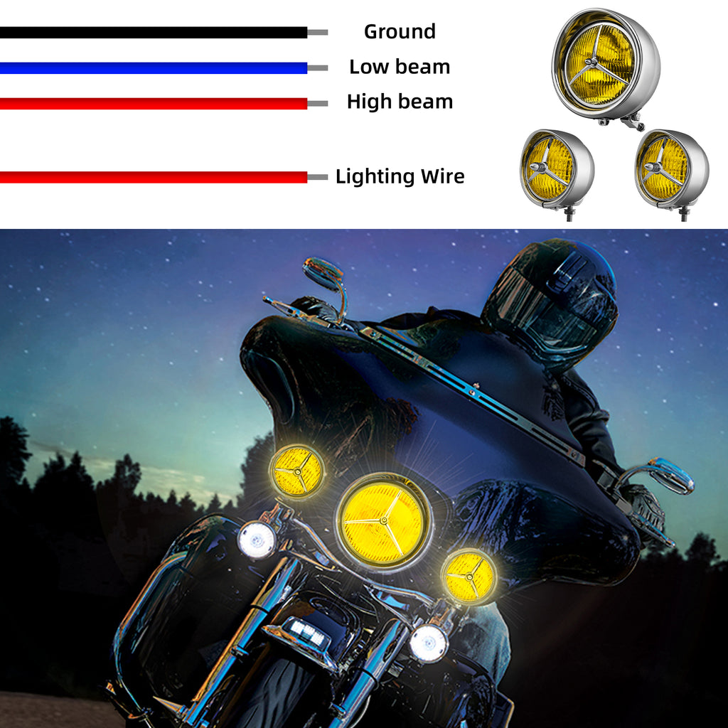 Tri Bar Bullet Style Chrome Headligh With Visor