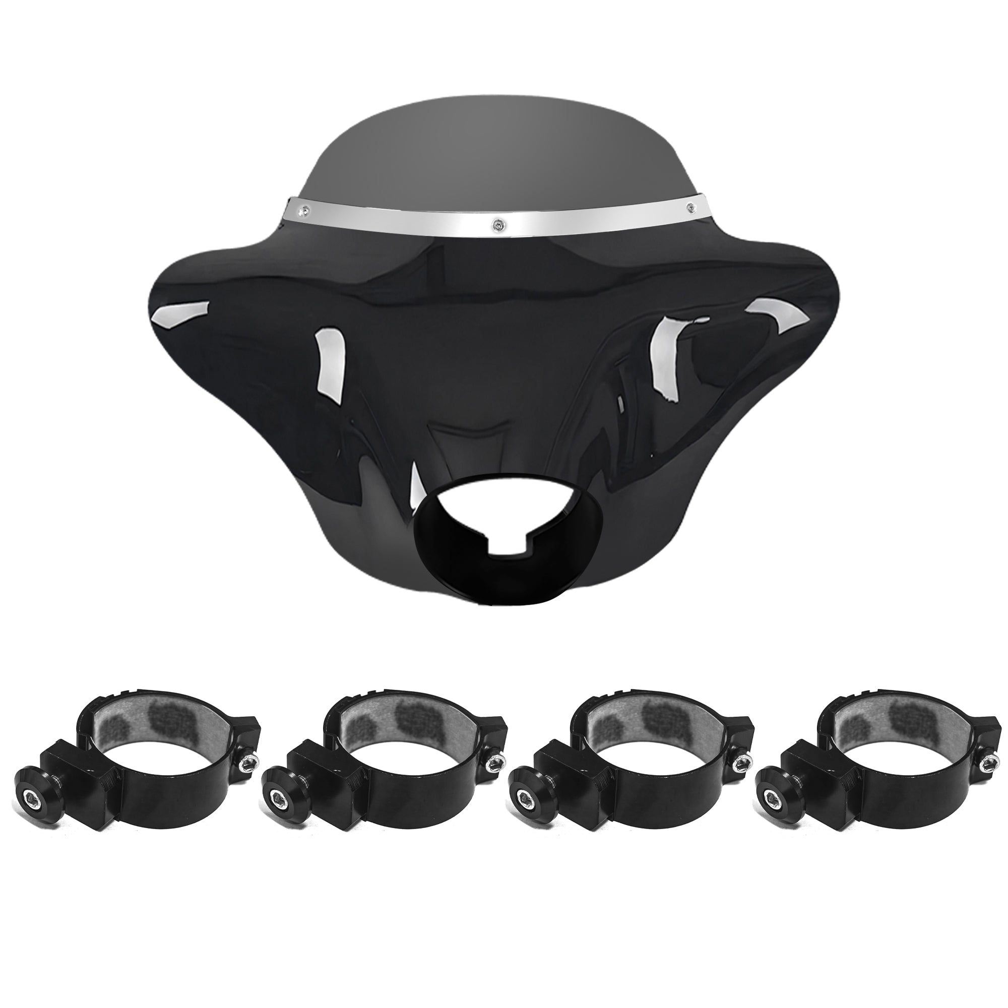 Batwing Fairing Smoke/Clear Windshield Chrome/Black Trim With Dyna Brackets For Harley Dyna Glide FXDC 2006-14 FXD Street Bob FXBB Low Rider S FXDLS