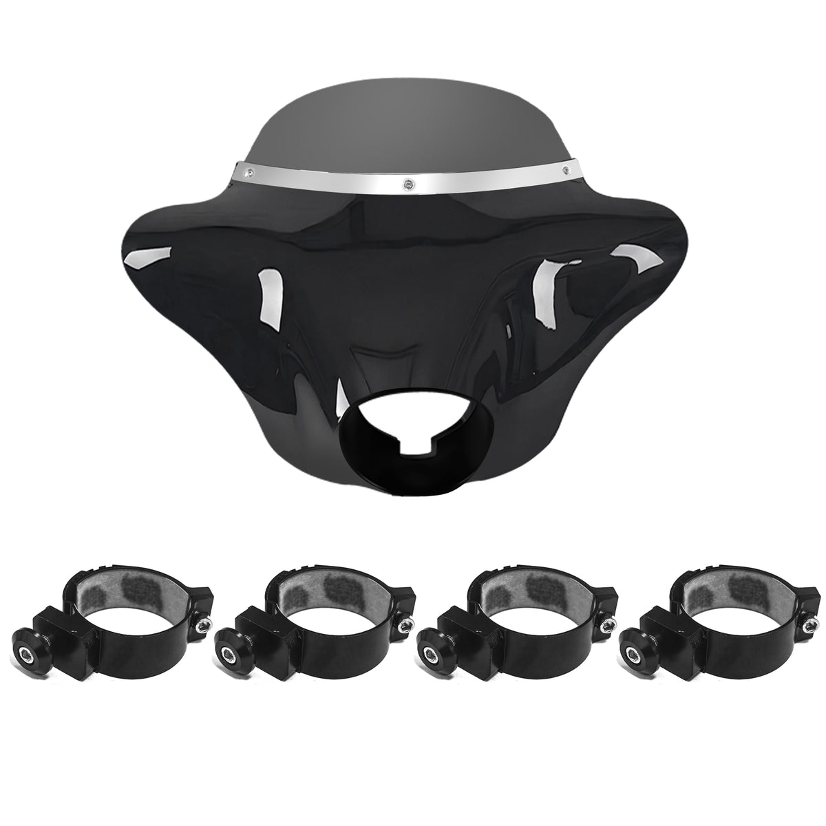 Batwing Fairing Smoke/Clear Windshield Chrome/Black Trim With Dyna Brackets For Harley Dyna Glide FXDC 2006-14 FXD Street Bob FXBB Low Rider S FXDLS