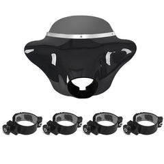 Batwing Fairing Smoke/Clear Windshield Chrome/Black Trim With Dyna Brackets For Harley Dyna Glide FXDC 2006-14 FXD Street Bob FXBB Low Rider S FXDLS