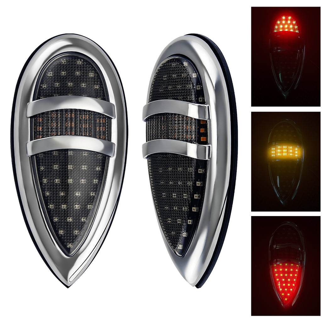 2Pcs Tear Drop LED Tail Light 12V Rear Stop Indicator with Turn Signals for 1938 1939 Lincoln Zephyr Ford Hot Rod Classic Custom Cars Trucks