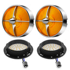 Retro Turbine 3 1/4" Screw-In Turn Signal Lens With LED & 1156 Plug For Harley Heritage Road King Electra Glide