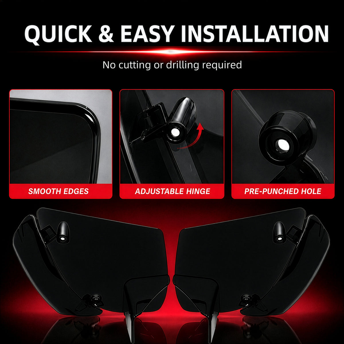 Wind Air Deflector Fairing Side Wings for Harley Road Glide 2024+, Windshield Deflectors for 2024-2026 CVO Road Glide ST FLTRXSTSE 2024-2026 Road Glide FLTRX 2023-2026 CVO Road Glide FLTRXSE