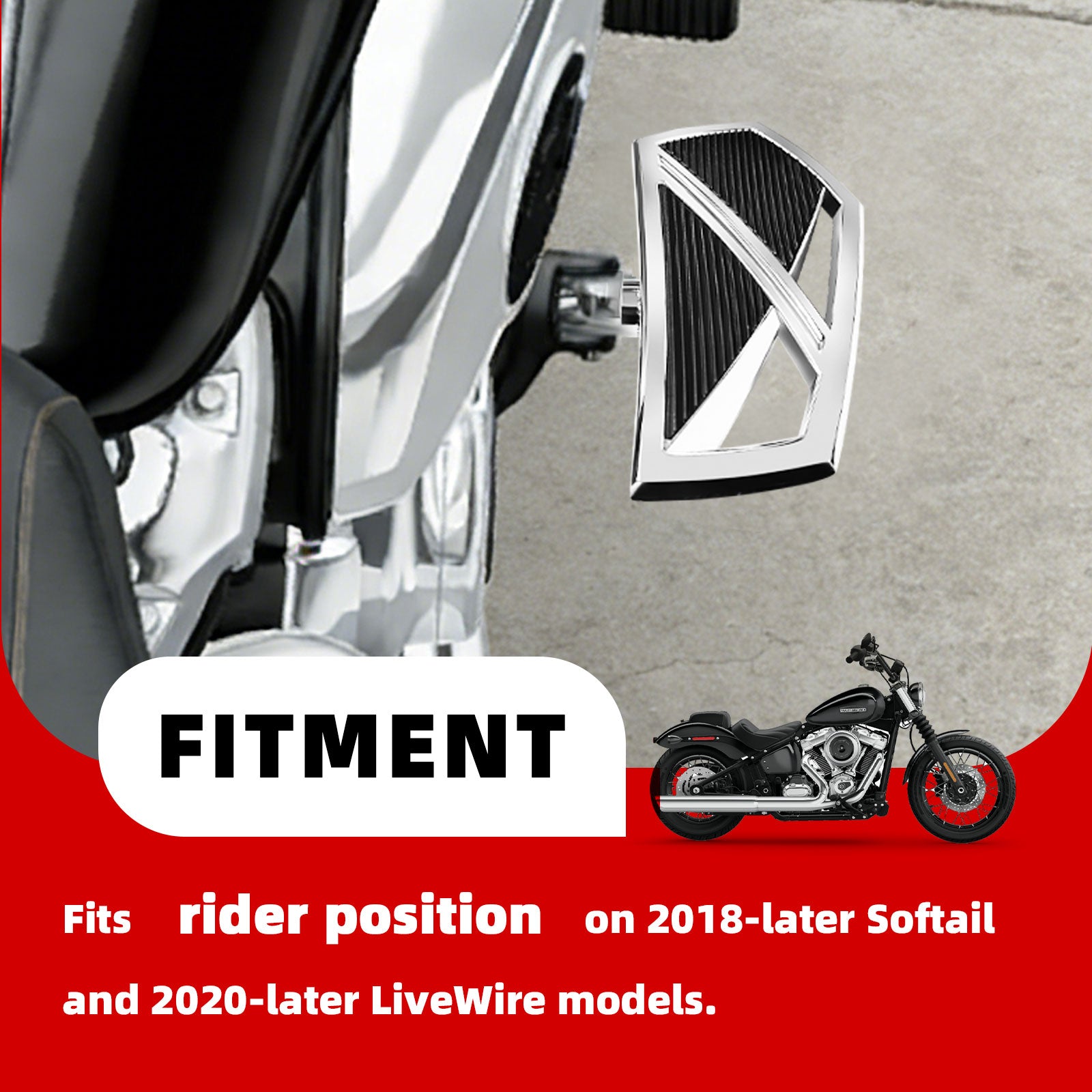 Motorcycle Mini Floorboards Front Rider Foot Pegs Pedals Rests Highway Footpegs for Harley 2018-2024 Softail Slim Fat Boy Street Bob Fat Bob Low Rider S Breakout Heritage Classic