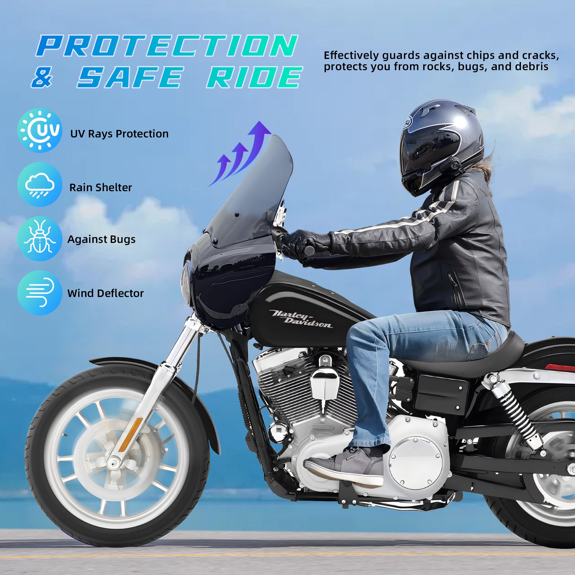 Front Headlight Fairing Cover w/ 15'' Windshield For Harley Dyna FXDXT T-Sport 2006-2017
