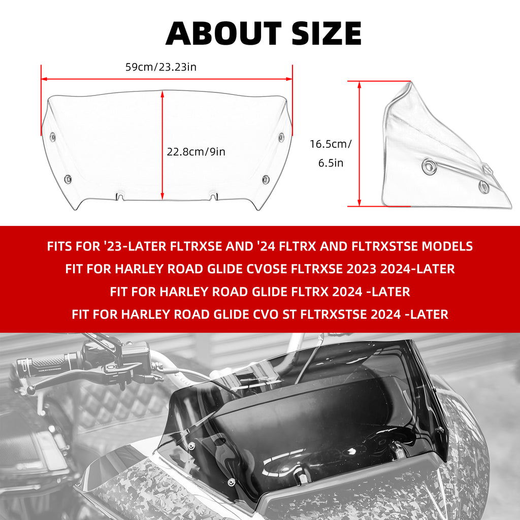 " Wave Windshield Windscreen Air Deflector for Harley CVO Road Glide FLTRXSE 2023-up, CVO Road Glide ST FLTRXSTSE 2024-up, Road Glide FLTRX 2024-up Accessories