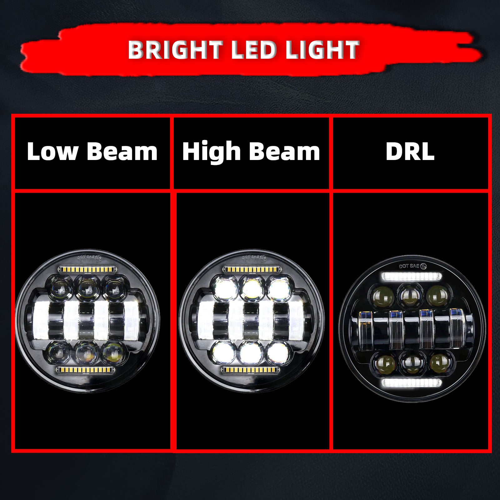 Motorcycle 5.75" LED  Visor Headlight with DRL