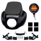9" Windshield Front Quarter Fairing With 5.75" LED Headlight A Set For Harley Dyna Super Glide FXDC Low Rider Street Bob FXDB