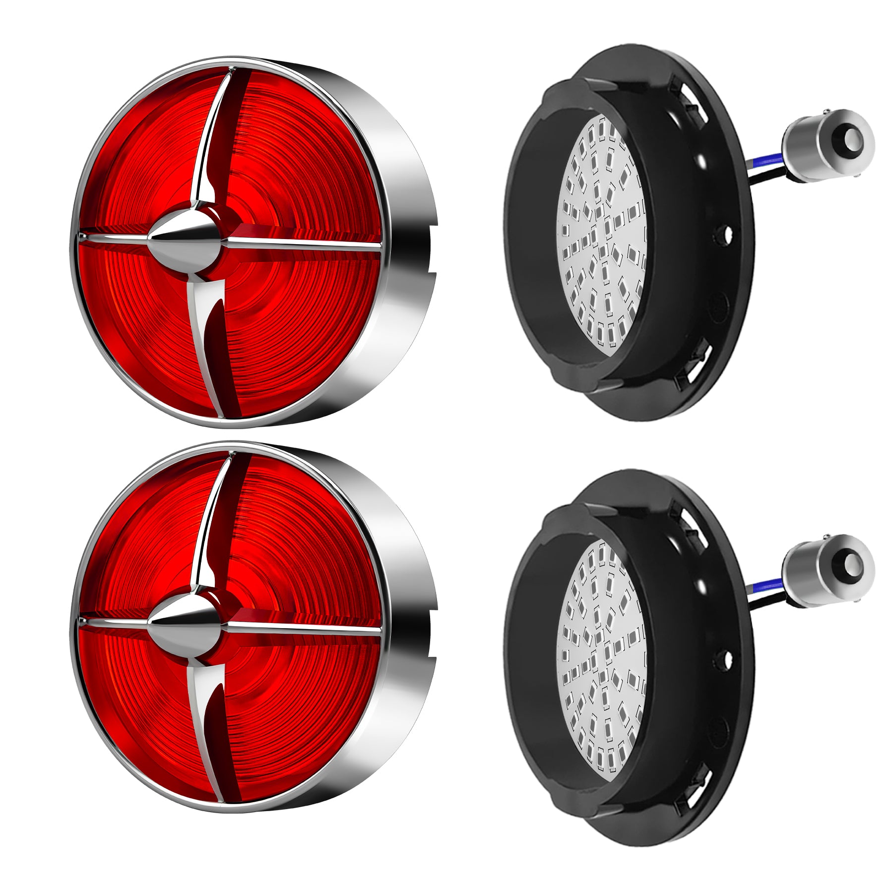 Retro Turbine 3 1/4" Screw-In Turn Signal Lens With LED & 1156 Plug For Harley Heritage Road King Electra Glide