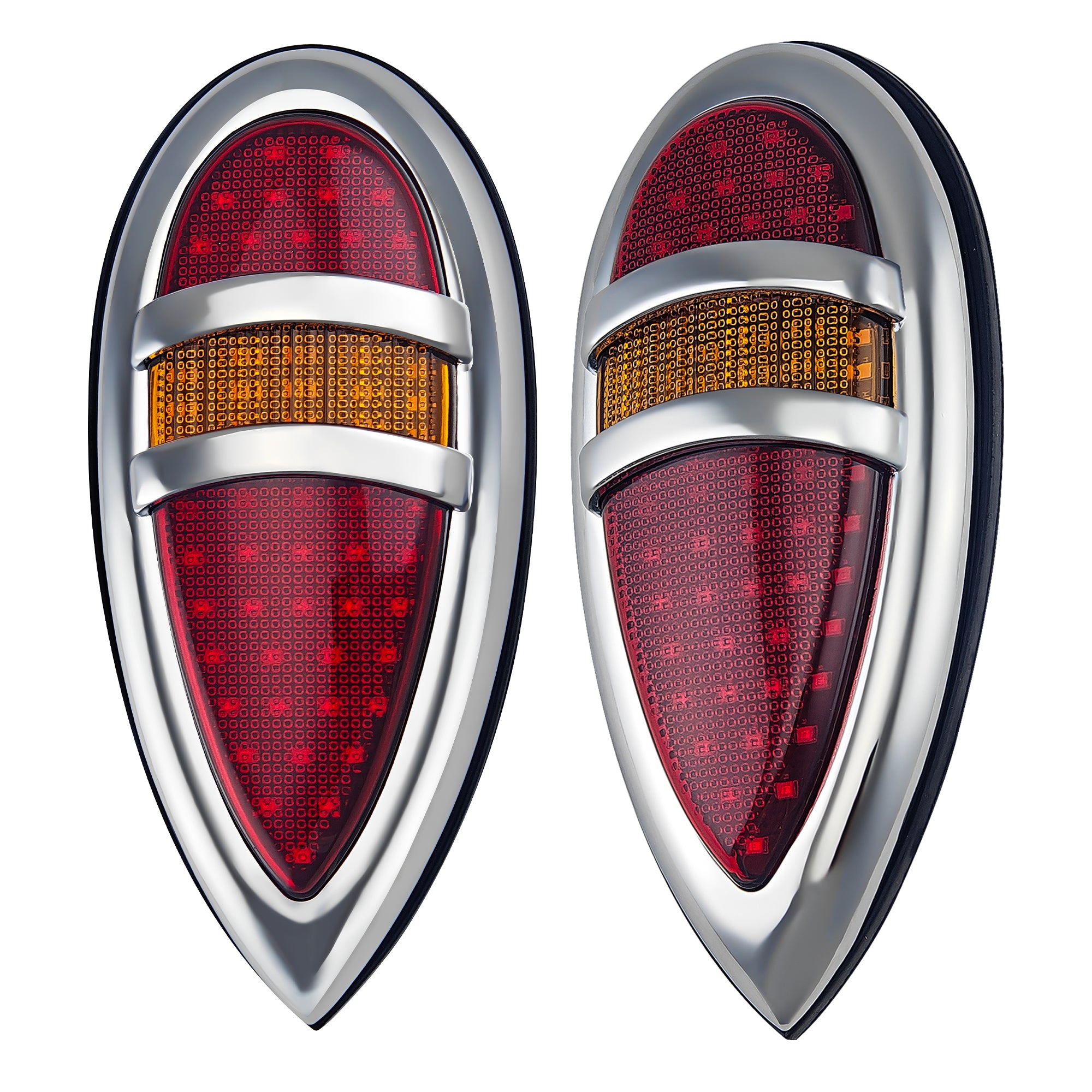 2Pcs Tear Drop LED Tail Light 12V Rear Stop Indicator with Turn Signals for 1938 1939 Lincoln Zephyr Ford Hot Rod Classic Custom Cars Trucks Main image